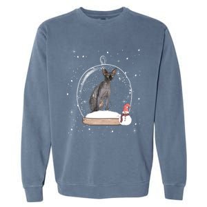 Christmas Black Sphynx Cat Snow Globe Gift Garment-Dyed Sweatshirt