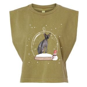 Christmas Black Sphynx Cat Snow Globe Gift Garment-Dyed Women's Muscle Tee