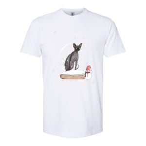 Christmas Black Sphynx Cat Snow Globe Gift Softstyle CVC T-Shirt