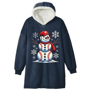 Christmas Baseball Snowman Baseball Christmas Hooded Wearable Blanket