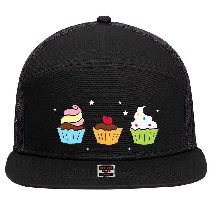 Cupcakes Baking Sweet Cupcakes Sweet Cupcake Baking 7 Panel Mesh Trucker Snapback Hat