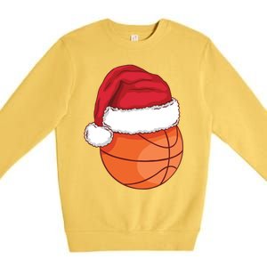 Christmas Basketball Santa Hat Xmas Basketball Ball Sports Great Gift Premium Crewneck Sweatshirt