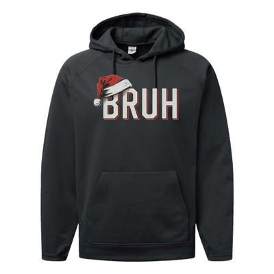 Christmas Bruh Santa Hat Holiday Meme Bro Greeting Performance Fleece Hoodie