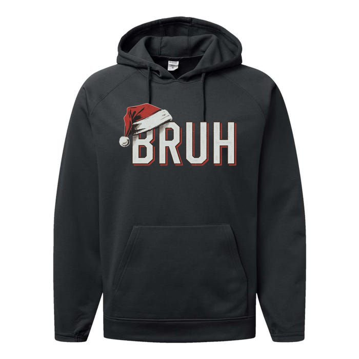 Christmas Bruh Santa Hat Holiday Meme Bro Greeting Performance Fleece Hoodie