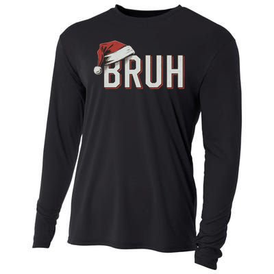 Christmas Bruh Santa Hat Holiday Meme Bro Greeting Cooling Performance Long Sleeve Crew