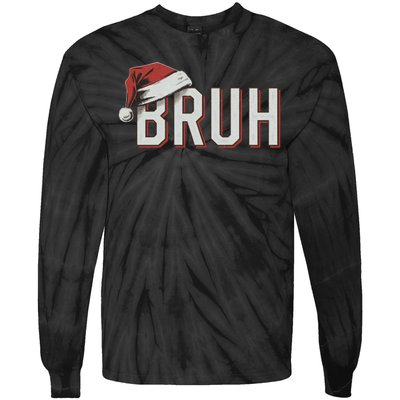 Christmas Bruh Santa Hat Holiday Meme Bro Greeting Tie-Dye Long Sleeve Shirt