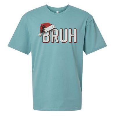 Christmas Bruh Santa Hat Holiday Meme Bro Greeting Sueded Cloud Jersey T-Shirt