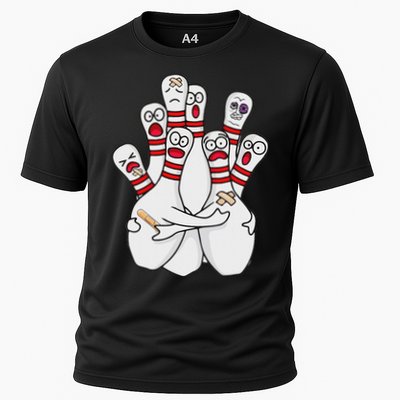 Cartoon Bowling Scared Bowling Pins Funny Sport Bowler Performance Shirt