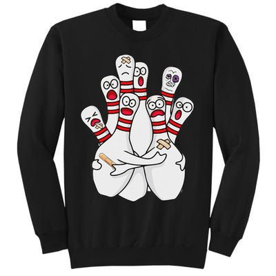 Cartoon Bowling Scared Bowling Pins Funny Sport Bowler Sweatshirt