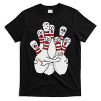 Cartoon Bowling Scared Bowling Pins Funny Sport Bowler T-Shirt