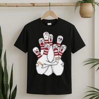 Cartoon Bowling Scared Bowling Pins Funny Sport Bowler T-Shirt