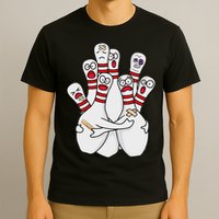 Cartoon Bowling Scared Bowling Pins Funny Sport Bowler T-Shirt