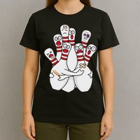 Cartoon Bowling Scared Bowling Pins Funny Sport Bowler T-Shirt