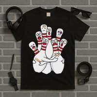 Cartoon Bowling Scared Bowling Pins Funny Sport Bowler T-Shirt