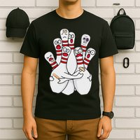Cartoon Bowling Scared Bowling Pins Funny Sport Bowler T-Shirt