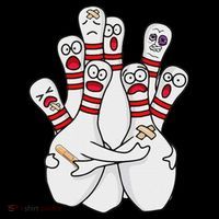 Cartoon Bowling Scared Bowling Pins Funny Sport Bowler Tall T-Shirt