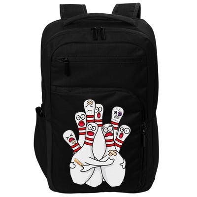 Cartoon Bowling Scared Bowling Pins Funny Sport Bowler Impact Tech Backpack