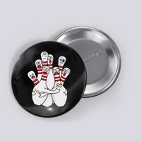 Cartoon Bowling Scared Bowling Pins Funny Sport Bowler Button