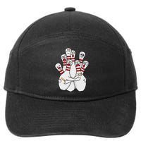 Cartoon Bowling Scared Bowling Pins Funny Sport Bowler 7-Panel Snapback Hat