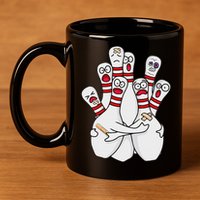 Cartoon Bowling Scared Bowling Pins Funny Sport Bowler 11oz C Handle Ceramic Mug