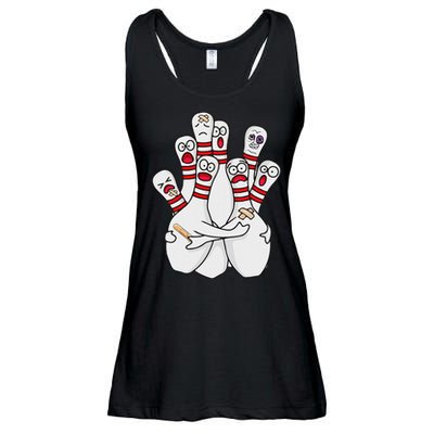 Cartoon Bowling Scared Bowling Pins Funny Sport Bowler Ladies Essential Flowy Tank