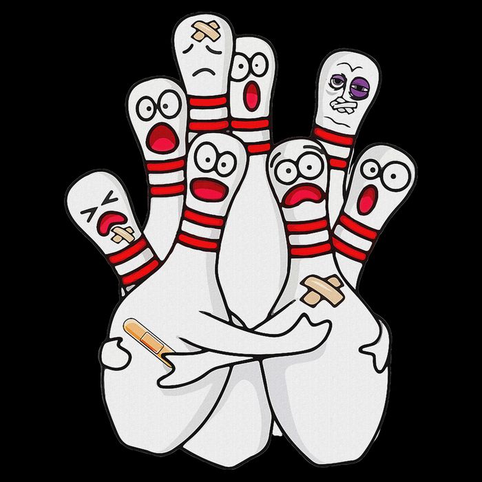 Cartoon Bowling Scared Bowling Pins Funny Sport Bowler 16 in Basic Backpack