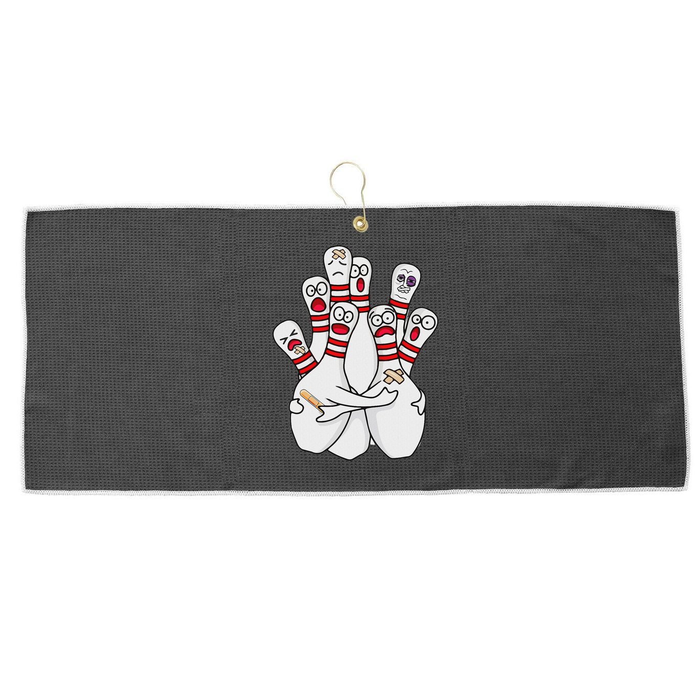 Cartoon Bowling Scared Bowling Pins Funny Sport Bowler Large Microfiber Waffle Golf Towel