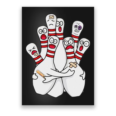 Cartoon Bowling Scared Bowling Pins Funny Sport Bowler Poster