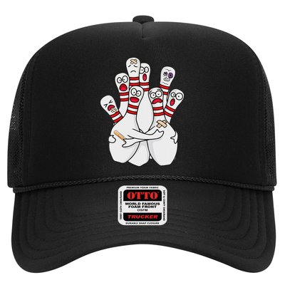 Cartoon Bowling Scared Bowling Pins Funny Sport Bowler Trucker Hat