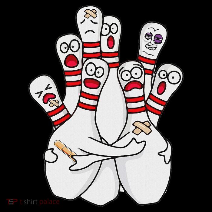 Cartoon Bowling Scared Bowling Pins Funny Sport Bowler Toddler T-Shirt