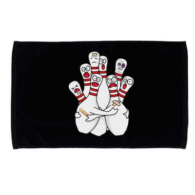 Cartoon Bowling Scared Bowling Pins Funny Sport Bowler Microfiber Hand Towel