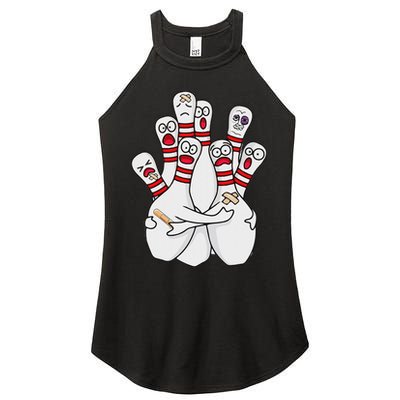 Cartoon Bowling Scared Bowling Pins Funny Sport Bowler Women's Perfect Tri Rocker Tank