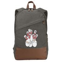 Cartoon Bowling Scared Bowling Pins Funny Sport Bowler Cotton Canvas Backpack