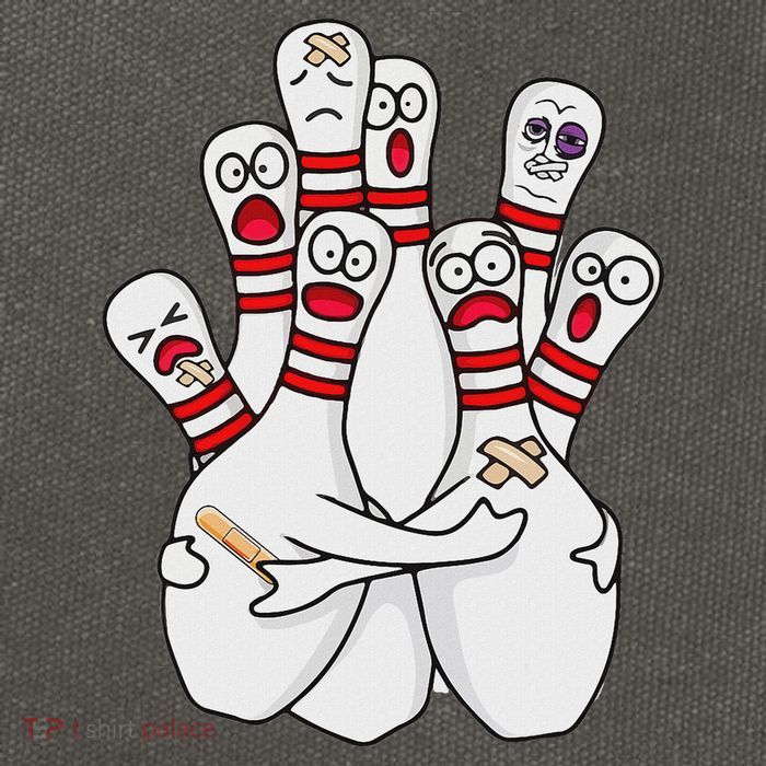 Cartoon Bowling Scared Bowling Pins Funny Sport Bowler Cotton Canvas Backpack