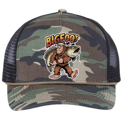 Catfishing Bigfoot Sasquatch Hunting Catfish Catfisher Gift Retro Rope Trucker Hat Cap