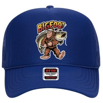 Catfishing Bigfoot Sasquatch Hunting Catfish Catfisher Gift High Crown Mesh Back Trucker Hat