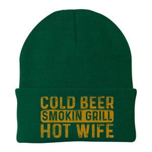 Cold Beer Smoking Grill Hotwife Husband Wife Bbq Joke Knit Cap Winter Beanie