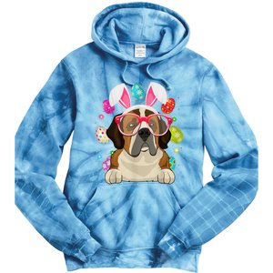 Cute Bunny St Bernard Dog Face Easter Eggs Easter Day Tie Dye Hoodie