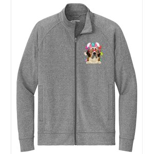 Cute Bunny St Bernard Dog Face Easter Eggs Easter Day Stretch Full-Zip Cadet Jacket