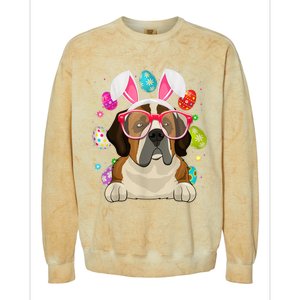 Cute Bunny St Bernard Dog Face Easter Eggs Easter Day Colorblast Crewneck Sweatshirt