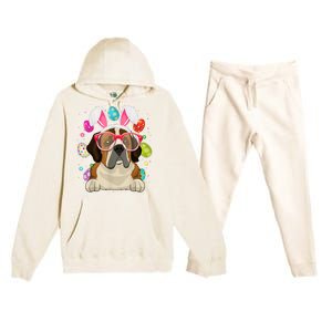 Cute Bunny St Bernard Dog Face Easter Eggs Easter Day Premium Hooded Sweatsuit Set