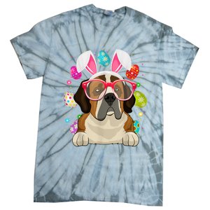 Cute Bunny St Bernard Dog Face Easter Eggs Easter Day Tie-Dye T-Shirt