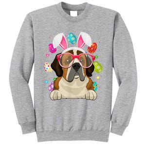 Cute Bunny St Bernard Dog Face Easter Eggs Easter Day Tall Sweatshirt