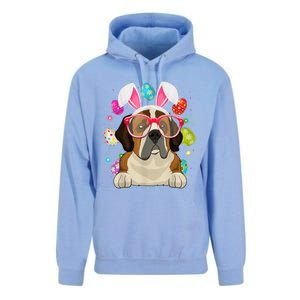 Cute Bunny St Bernard Dog Face Easter Eggs Easter Day Unisex Surf Hoodie