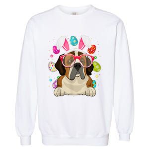 Cute Bunny St Bernard Dog Face Easter Eggs Easter Day Garment-Dyed Sweatshirt