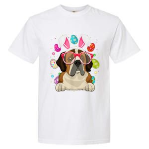 Cute Bunny St Bernard Dog Face Easter Eggs Easter Day Garment-Dyed Heavyweight T-Shirt