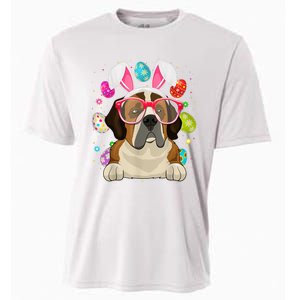 Cute Bunny St Bernard Dog Face Easter Eggs Easter Day Cooling Performance Crew T-Shirt