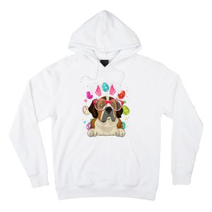 Cute Bunny St Bernard Dog Face Easter Eggs Easter Day Hoodie