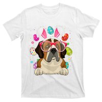 Cute Bunny St Bernard Dog Face Easter Eggs Easter Day T-Shirt