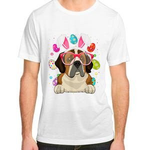 Cute Bunny St Bernard Dog Face Easter Eggs Easter Day Adult ChromaSoft Performance T-Shirt